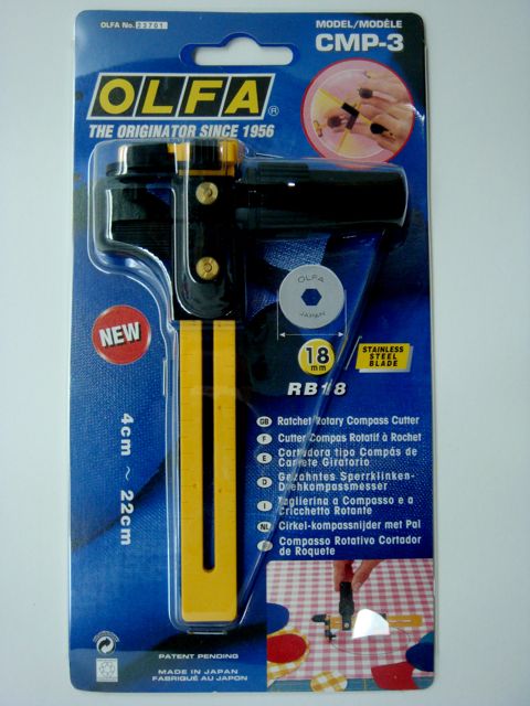 Olfa Japanese Cutting Tool 18mm CMP-3 Adjustable Rotary Compass Cutter,  with Ratchet Handle, to Cut Circles in Leather & Fabric